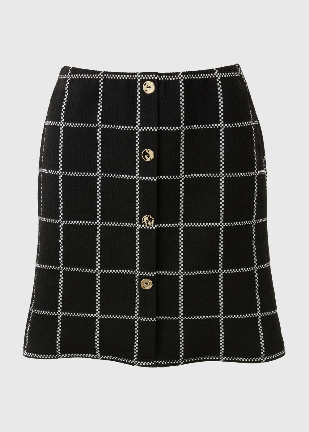 Black Check Boucle Mini Skirt - 8 Image 3