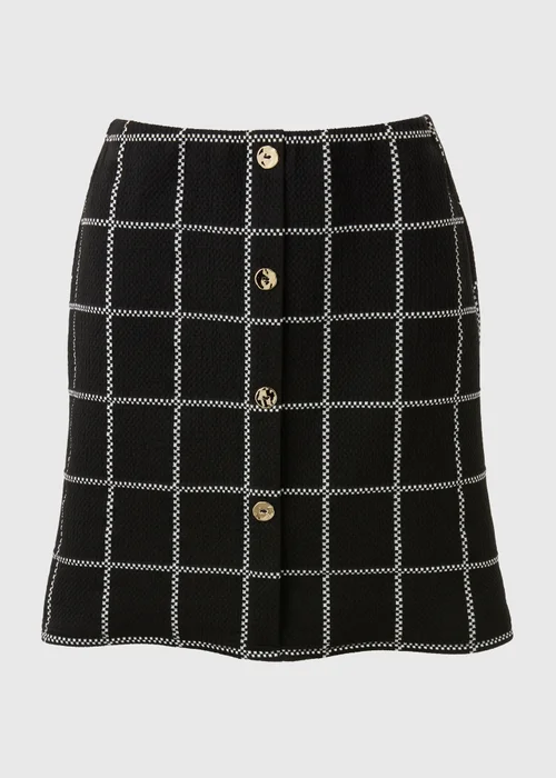 Black Check Boucle Mini Skirt - 8 Image 3