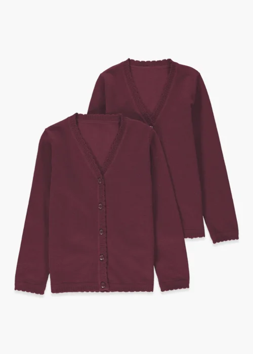 Girls 2 Pack Burgundy School Cardigans (3-13yrs) - 3 Yrs Image 1