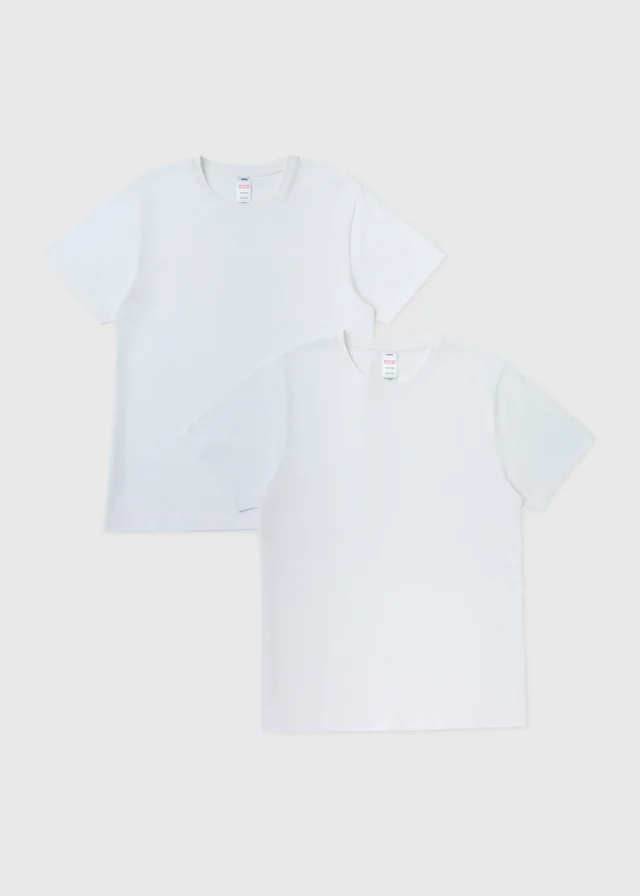 2 Pack White Short Sleeve Vests