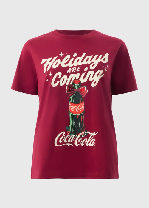 Coca Cola Burgundy Christmas T Shirt - S Image 4