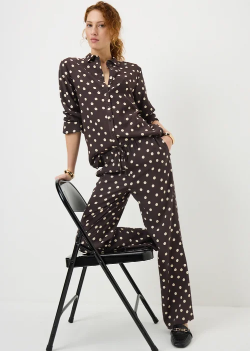 Brown Polka Dot Co Ord Trousers - 8/L33 Image 1