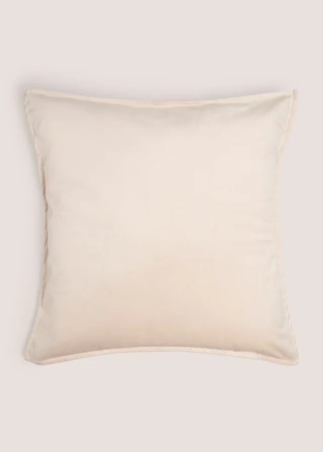 Beige Plain Velvet Cushion