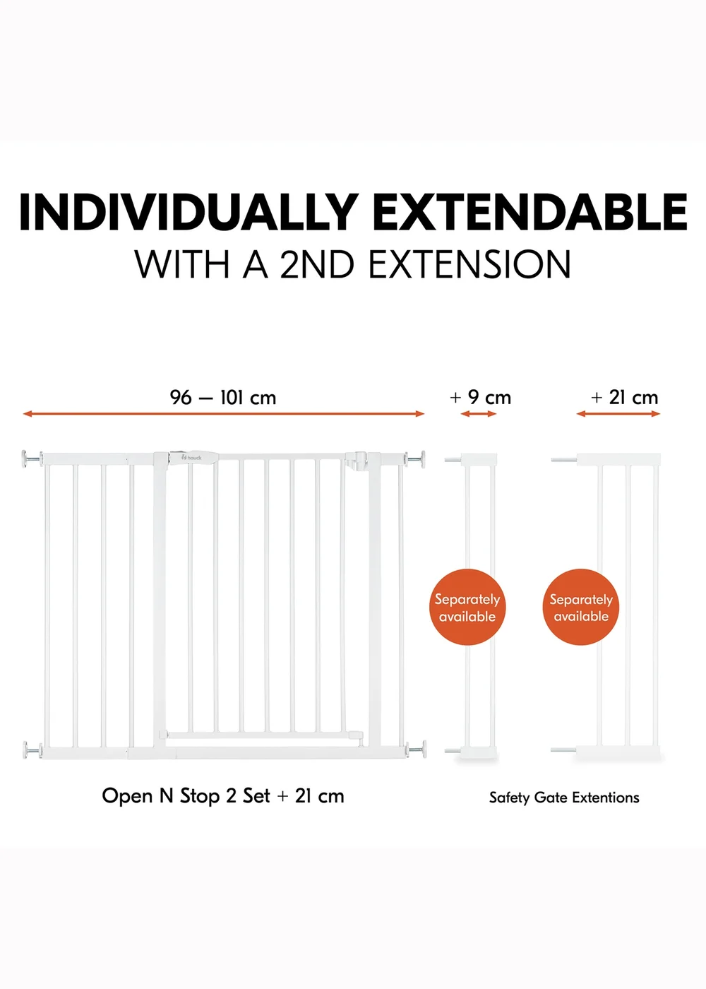 Hauck White Open N Stop 2 Set & 21cm Extension Bed Rail - One Size Image 4