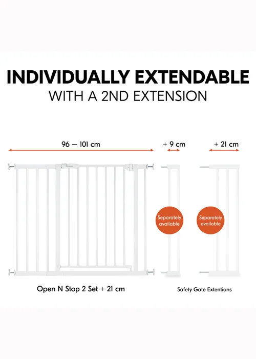 Hauck White Open N Stop 2 Set & 21cm Extension Bed Rail - One Size Image 4
