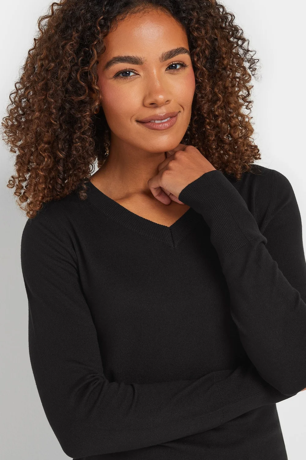M&Co Black Long Sleeve V-Neck Jumper - 22-24 Image 4