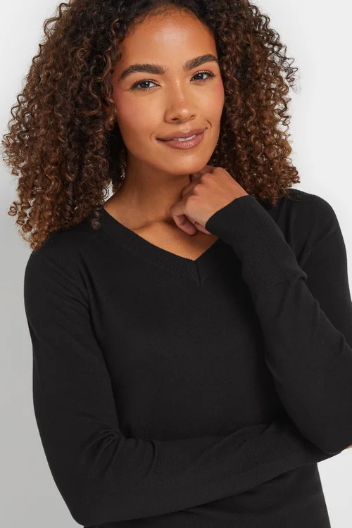 M&Co Black Long Sleeve V-Neck Jumper - 22-24 Image 4