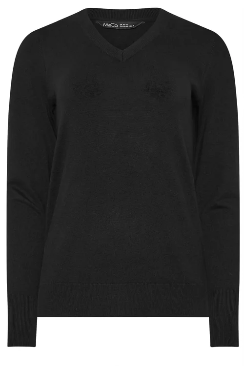 M&Co Black Long Sleeve V-Neck Jumper - 22-24 Image 5