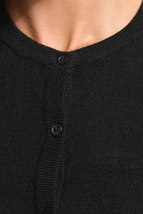 Long Tall Sally Black Crew Neck Button Cardigan - 18-20 Image 4