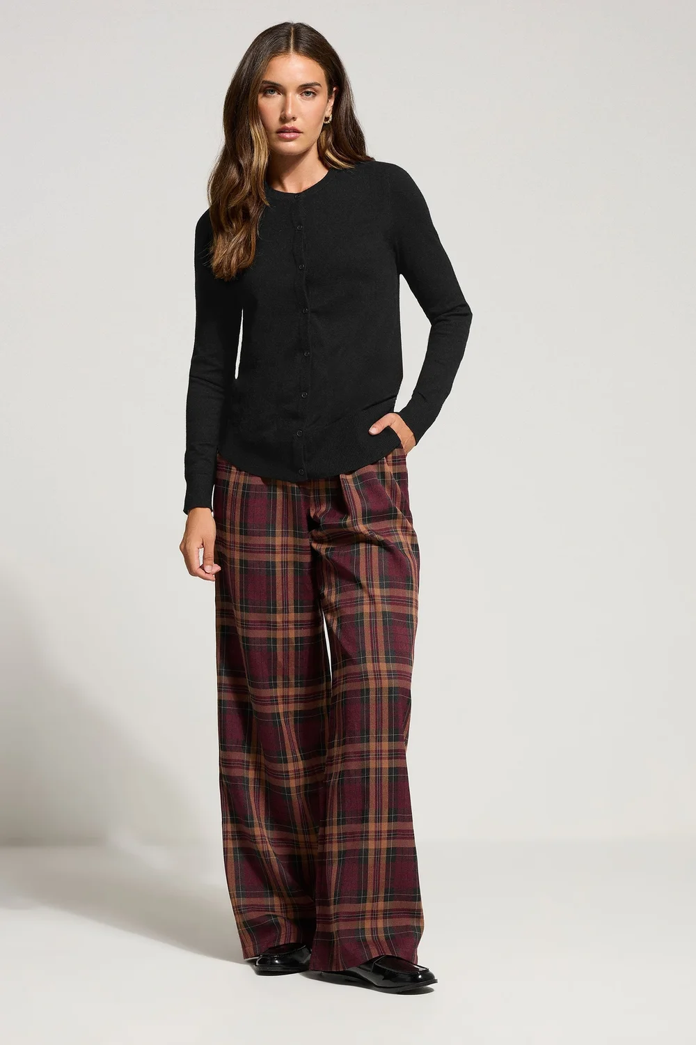 Long Tall Sally Black Crew Neck Button Cardigan - 18-20 Image 2
