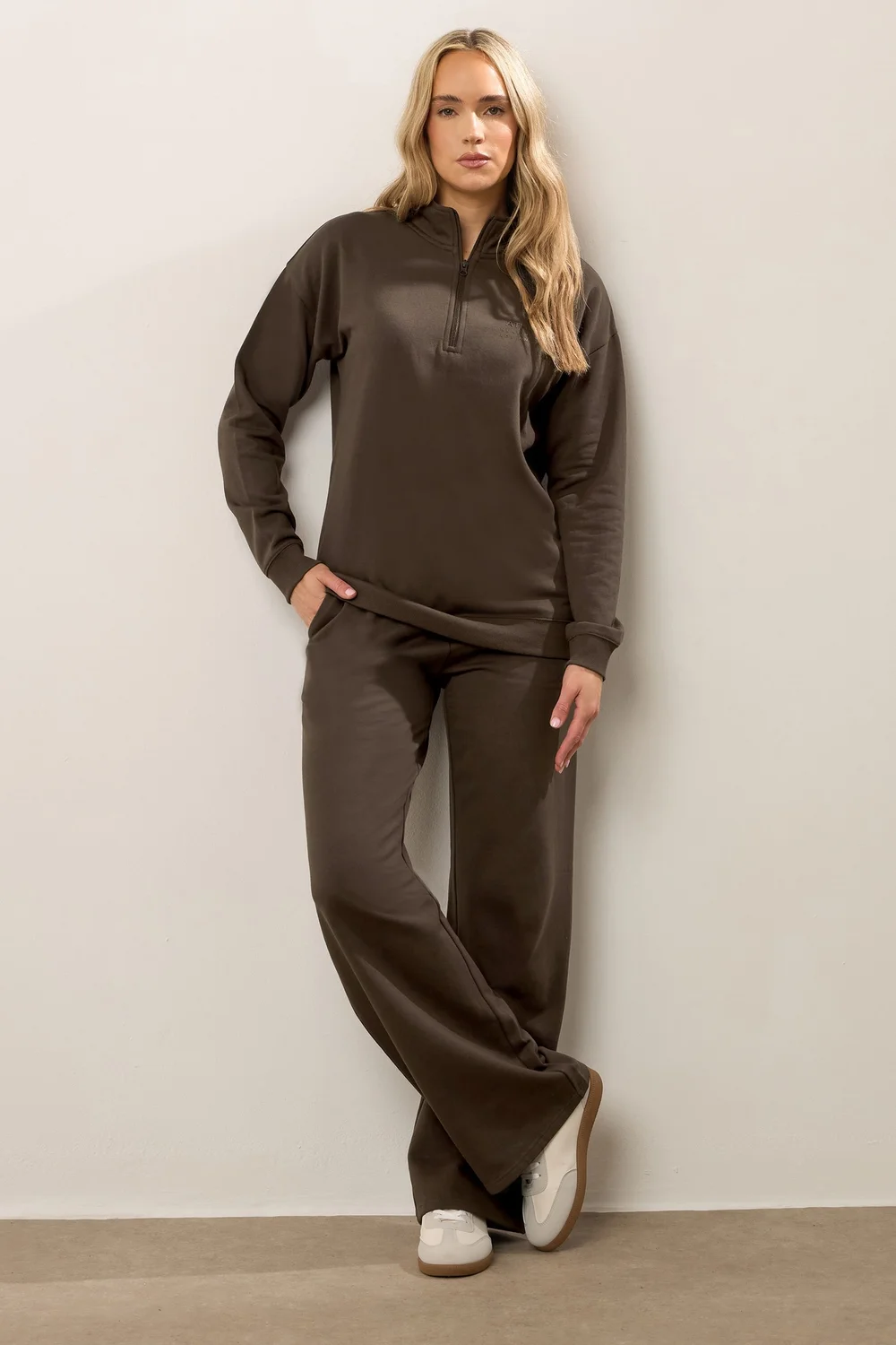 Long Tall Sally Chocolate Brown Slogan Zip Sweatshirt - 10 Image 3