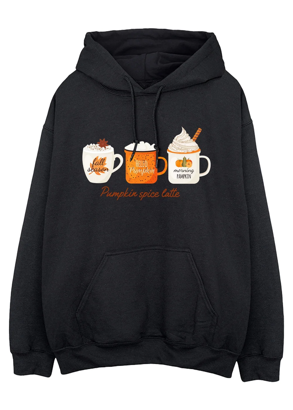 Spiral Galaxy Pumpkin Spice Latte Black Graphic Hoodie - S Image 1