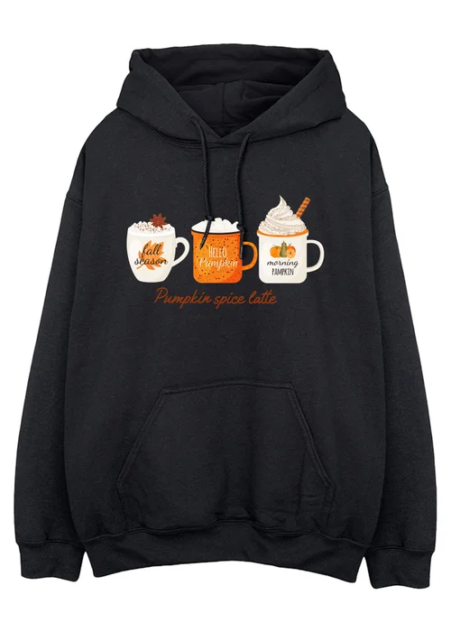 Spiral Galaxy Pumpkin Spice Latte Black Graphic Hoodie - S Image 1