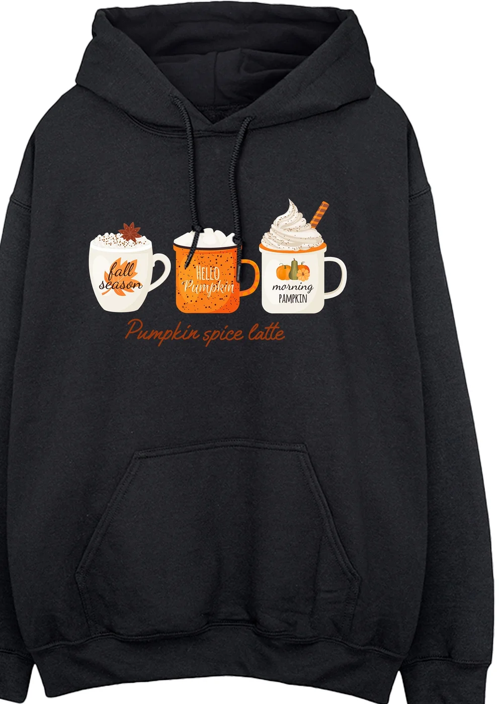 Spiral Galaxy Pumpkin Spice Latte Black Graphic Hoodie - S Image 2