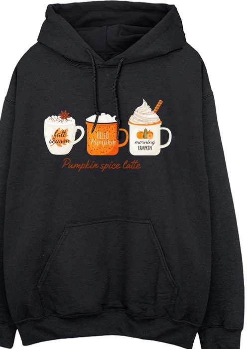 Spiral Galaxy Pumpkin Spice Latte Black Graphic Hoodie - S Image 2