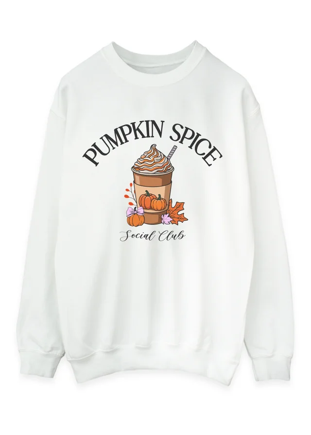 Spiral Galaxy Pumpkin Spice Social Club White Graphic Sweatshirt