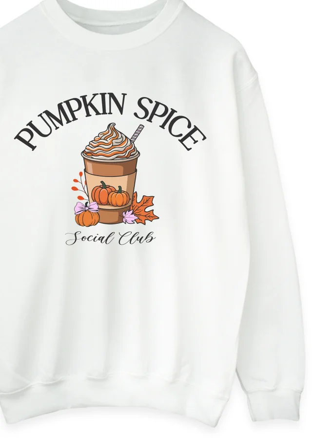 Spiral Galaxy Pumpkin Spice Social Club White Graphic Sweatshirt