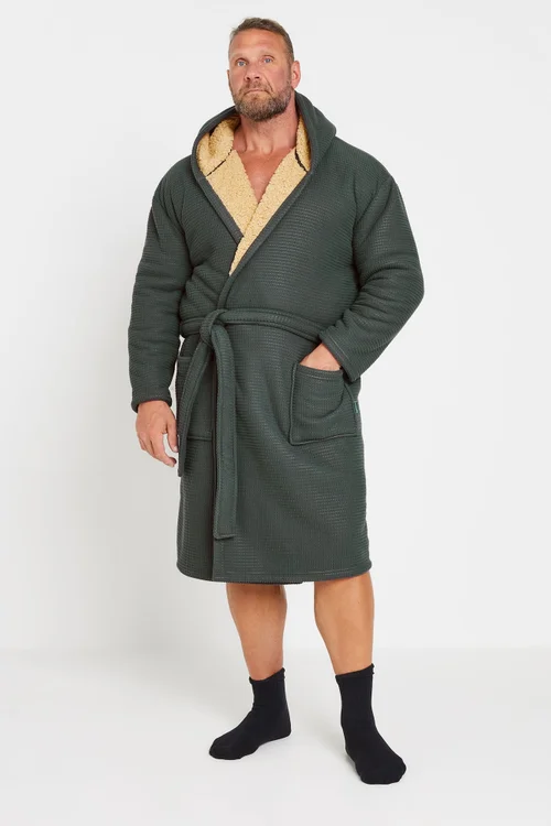 BadRhino Dark Grey Waffle Borg Lined Dressing Gown - 2XL Image 1