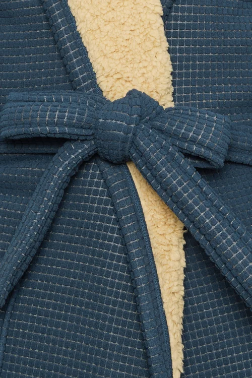 BadRhino Navy Blue Waffle Borg Lined Dressing Gown - 4XL Image 4
