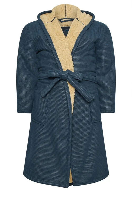 BadRhino Navy Blue Waffle Borg Lined Dressing Gown - 4XL Image 5