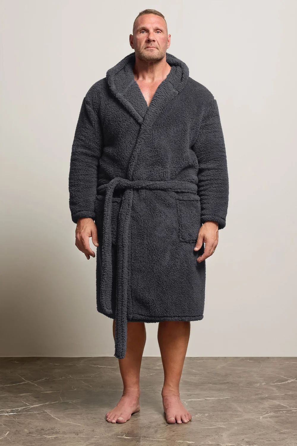 BadRhino Charcoal Grey Borg Dressing Gown - 4XL Image 1