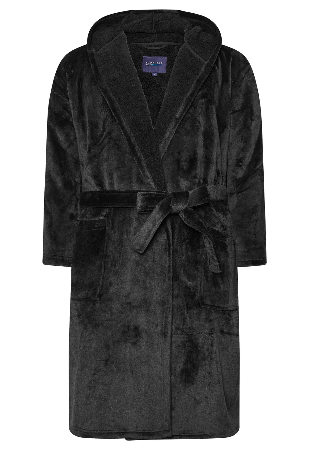 BadRhino Black Soft Fleece Dressing Gown - 4XL | Matalan BadRhino Black Soft Fleece Dressing Gown - 4XL | Matalan
