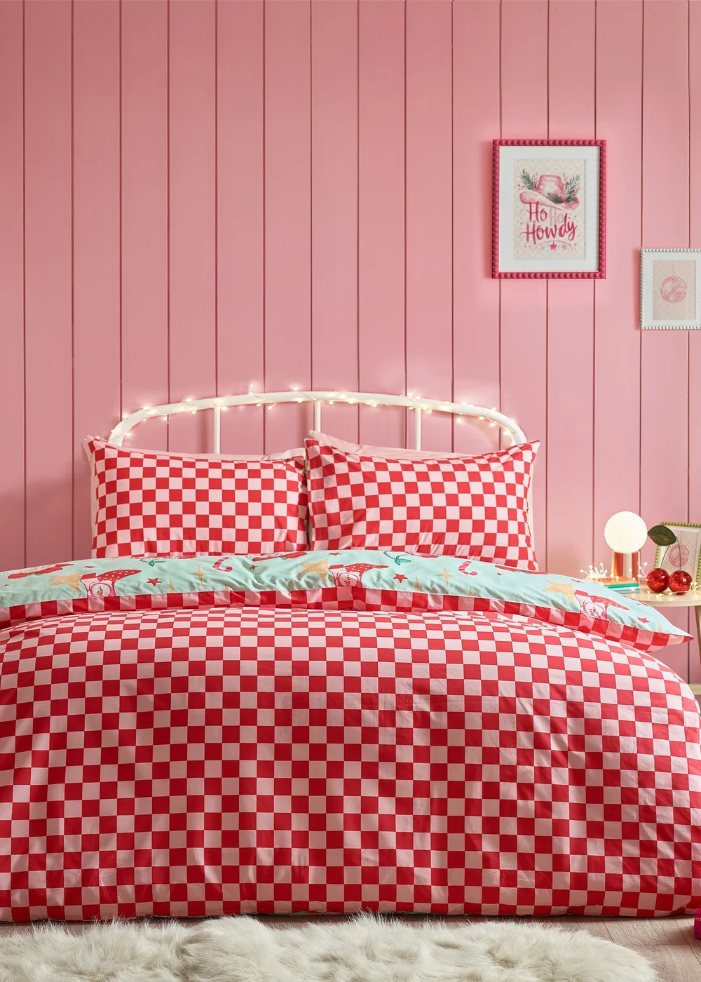 Catherine Lansfield Green Santa's Howdy Christmas Reversible Duvet Cover Set - Single Image 2