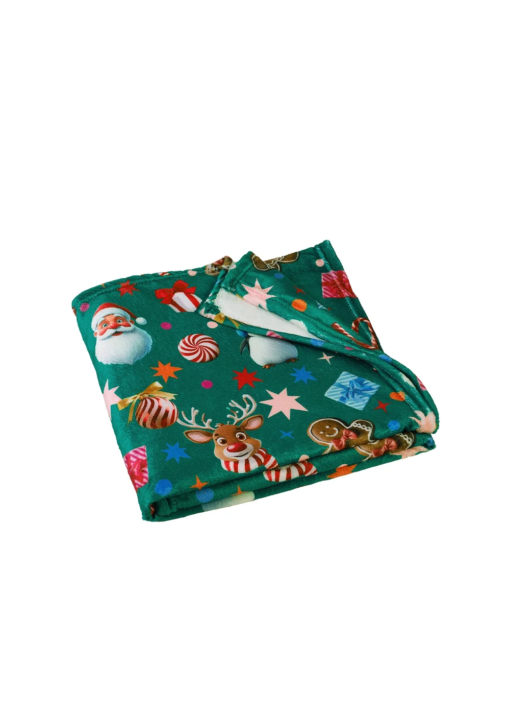 Catherine Lansfield Green Christmas Icons Cosy Fleece Blanket Throw - One Size Image 4