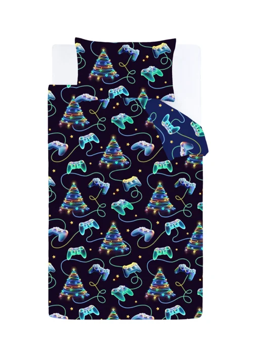 Catherine Lansfield Navy Christmas Gamer So Soft Reversible Duvet Cover Set - Double Image 5