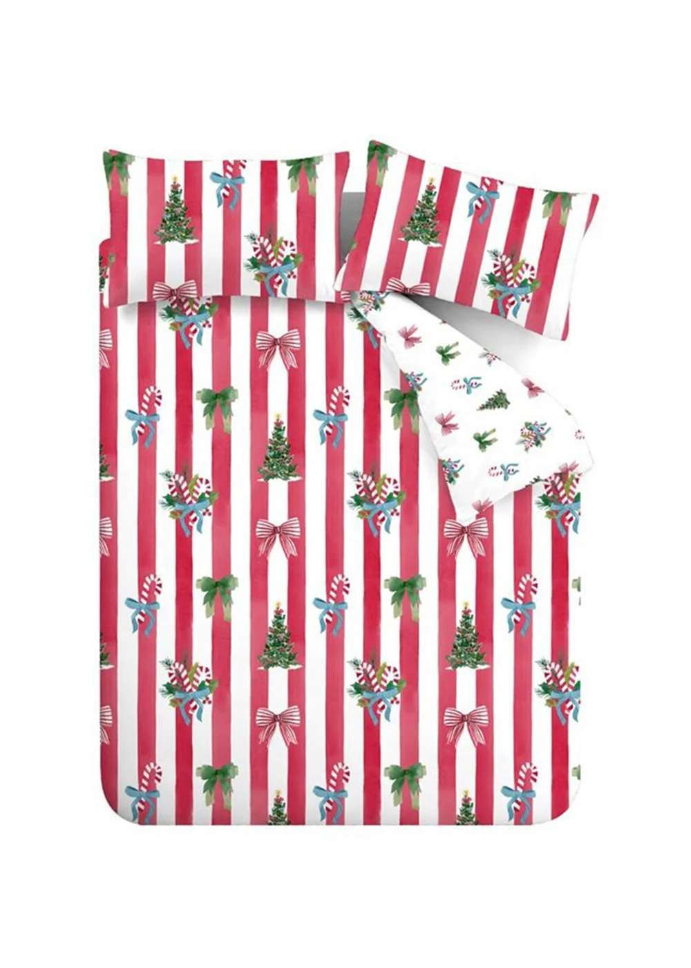 Catherine Lansfield Red Christmas Stripe Reversible Duvet Cover Set - Single Image 5
