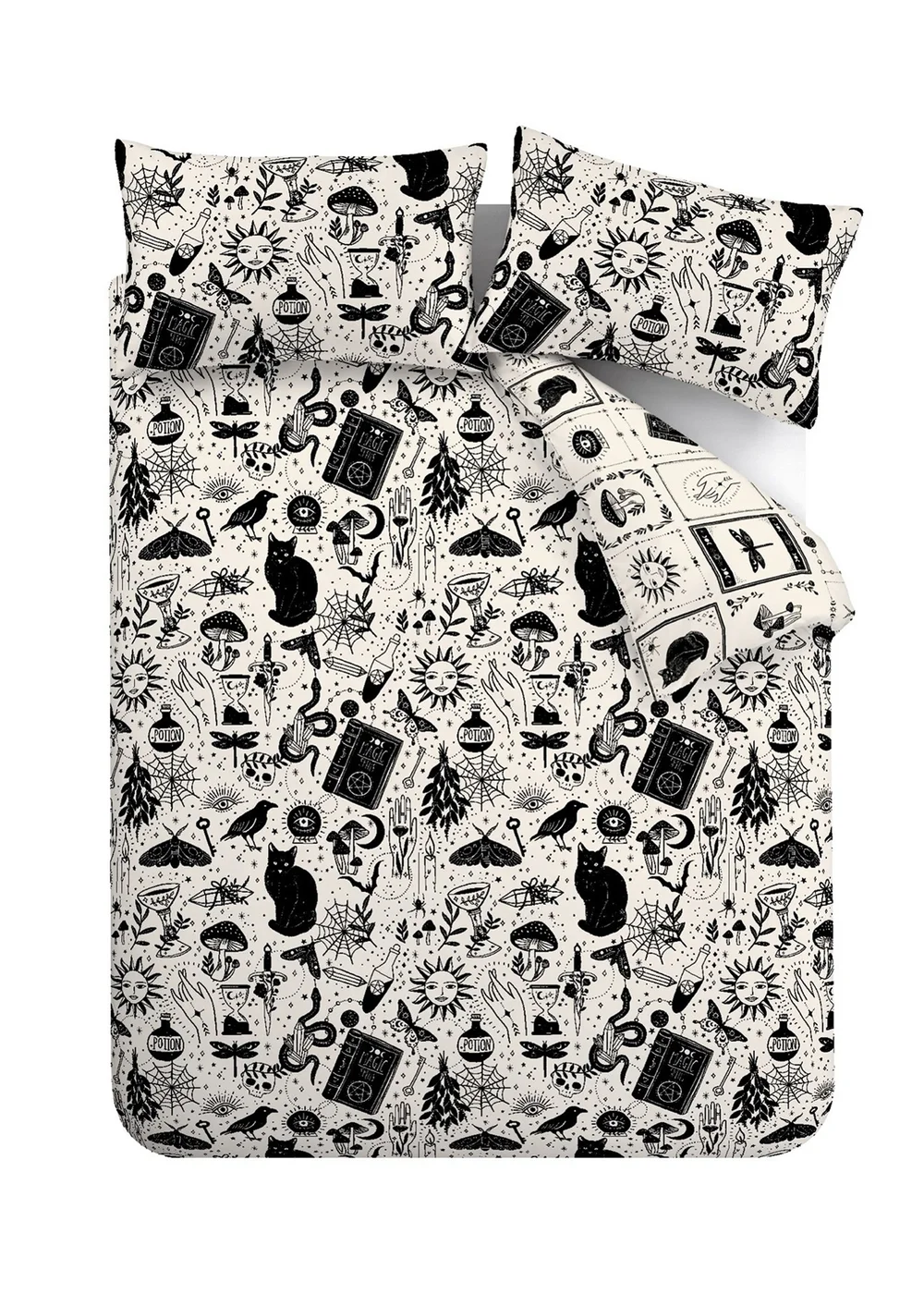 Catherine Lansfield Black Enchanted Witchcraft Reversible Duvet Cover Set - Single Image 5