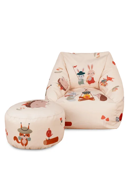 rucomfy Forest Friends Kids Snuggle Chair Beanbag & Footstool Bundle - One Size Image 3