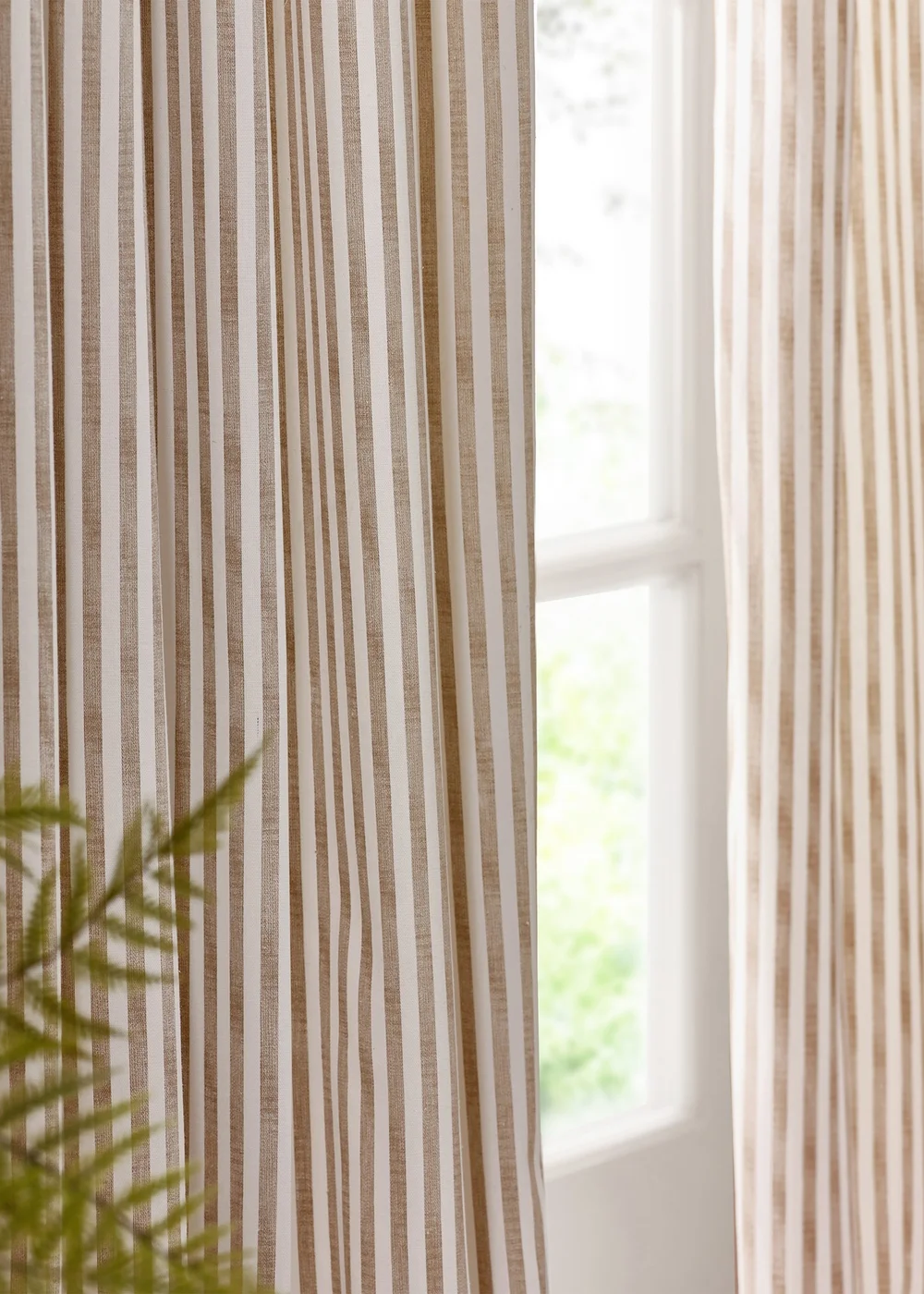 Yard Hebden Stripe Cotton Pencil Pleat Curtains Natural - 46W X 54D (117x137cm Image 3