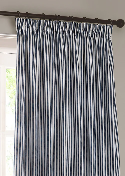 Yard Hebden Stripe Cotton Eylet Curtains Navy - 46W X 54D (117x137cm Image 4