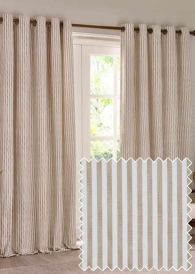 Yard Hebden Stripe Cotton Eylet Curtains Natural