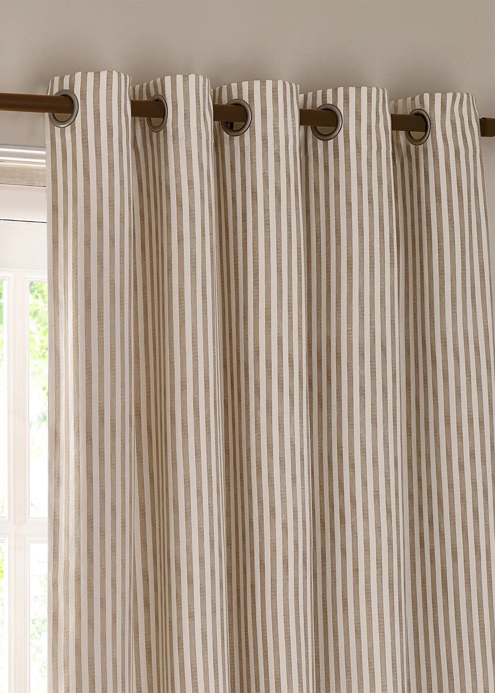 Yard Hebden Stripe Cotton Eylet Curtains Natural - 46W X 54D (117x137cm Image 4