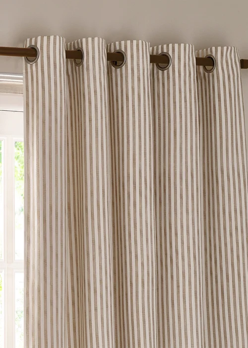 Yard Hebden Stripe Cotton Eylet Curtains Natural - 46W X 54D (117x137cm Image 4