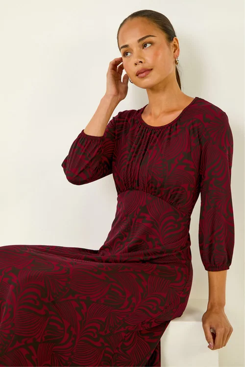 Roman Wine Petite Abstract Swirl Midi Dress - 14 Image 3