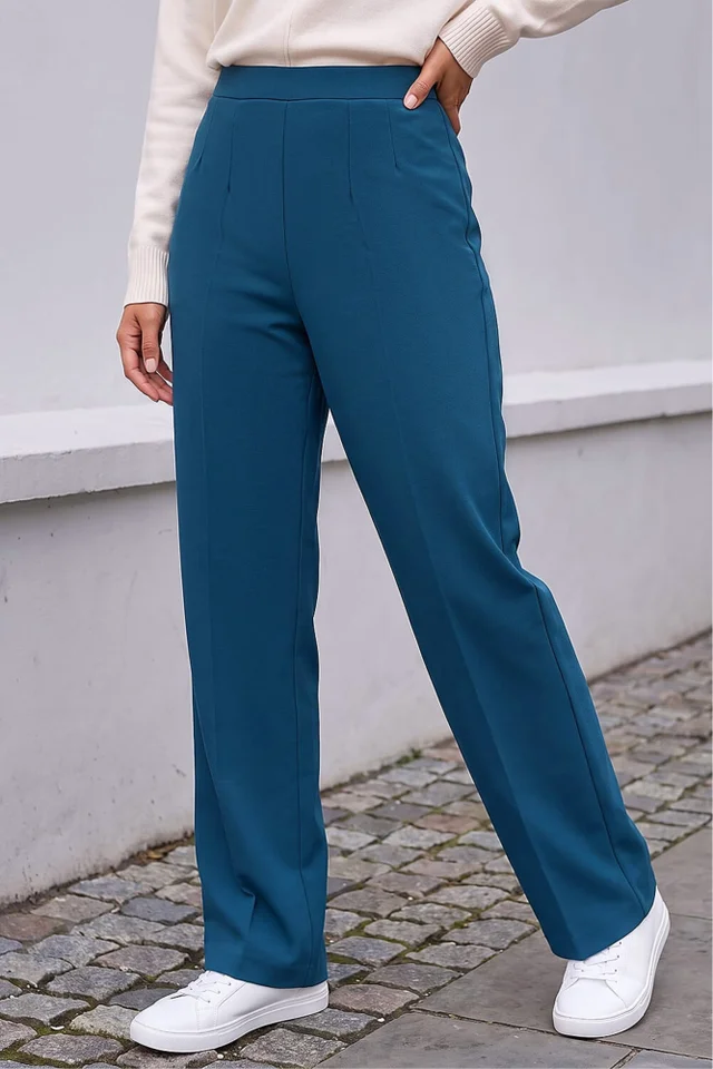 Roman Teal Petite Straight Leg Ponte Stretch Trouser