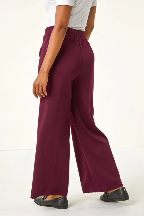 Roman Wine Petite Wide Leg Ponte Stretch Trouser - 18 Image 4