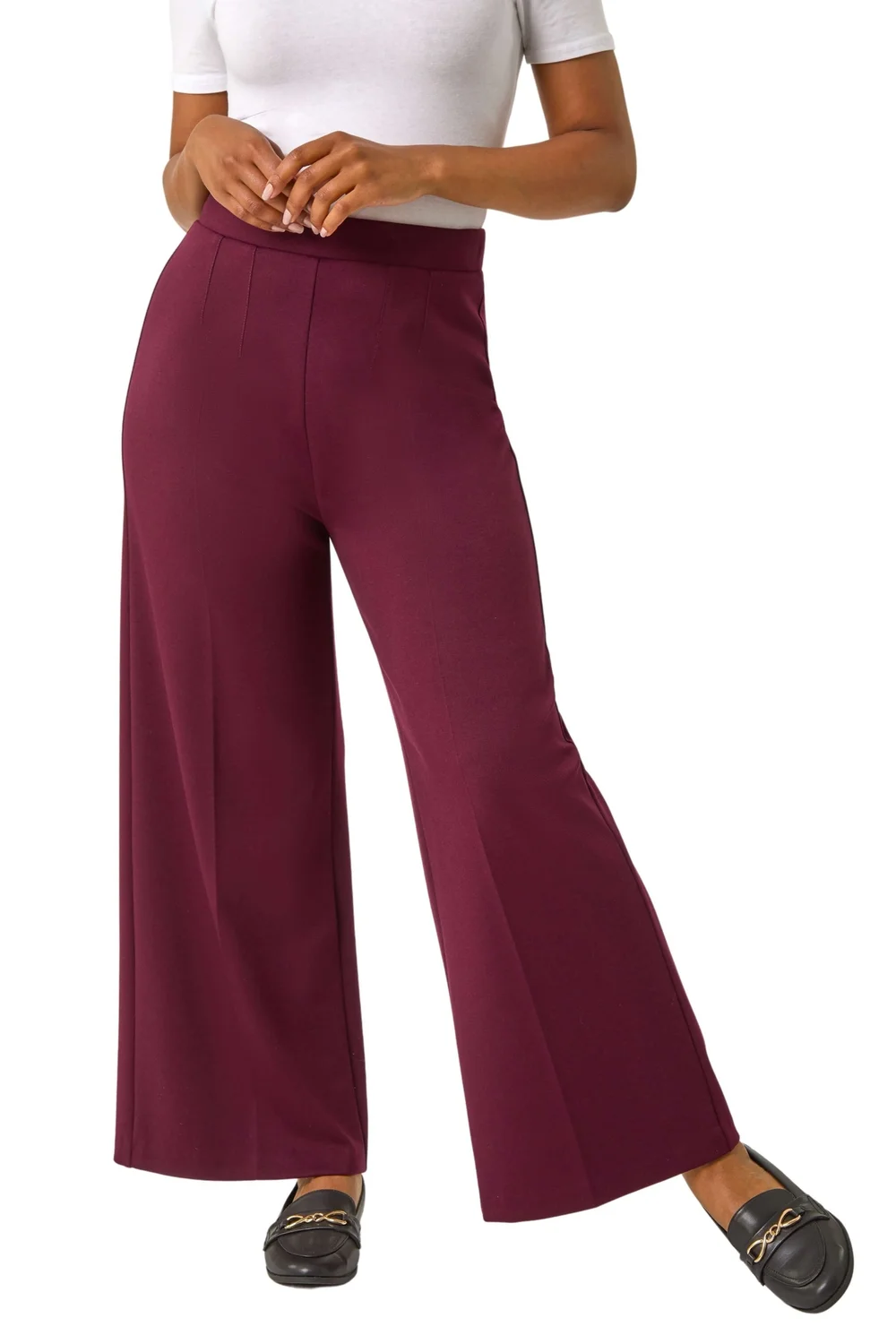 Roman Wine Petite Wide Leg Ponte Stretch Trouser - 18 Image 1