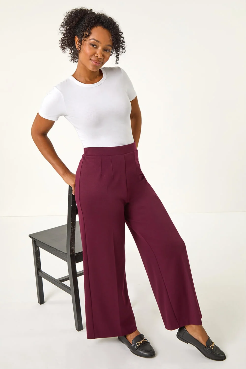 Roman Wine Petite Wide Leg Ponte Stretch Trouser - 18 Image 2