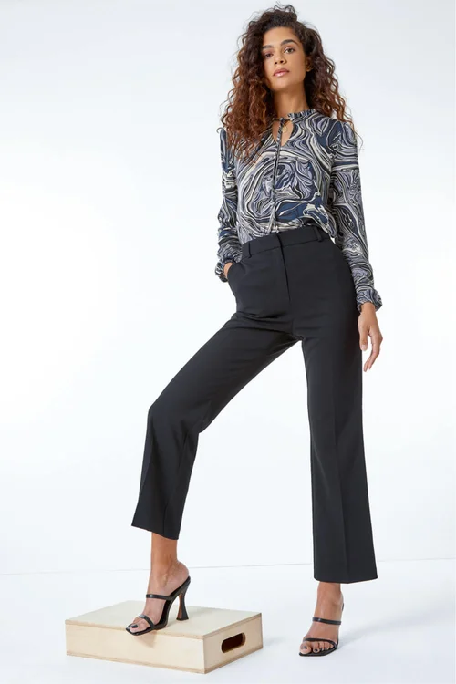Roman Black Bootcut Leg Stretch Trousers - 8 Image 2
