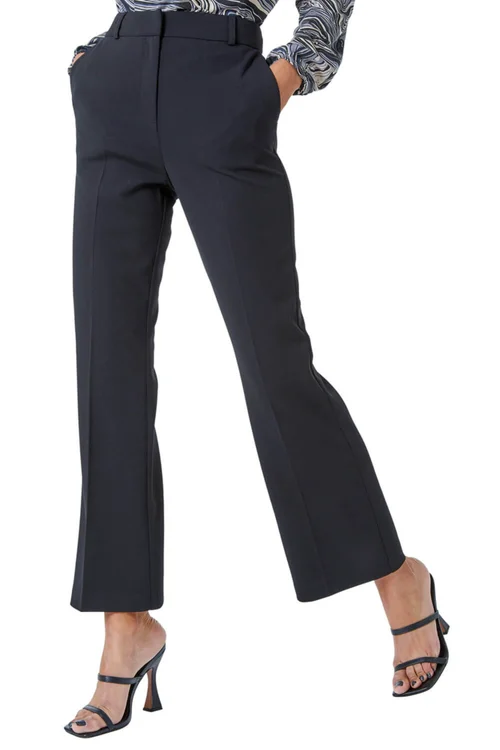 Roman Black Bootcut Leg Stretch Trousers - 8 Image 1