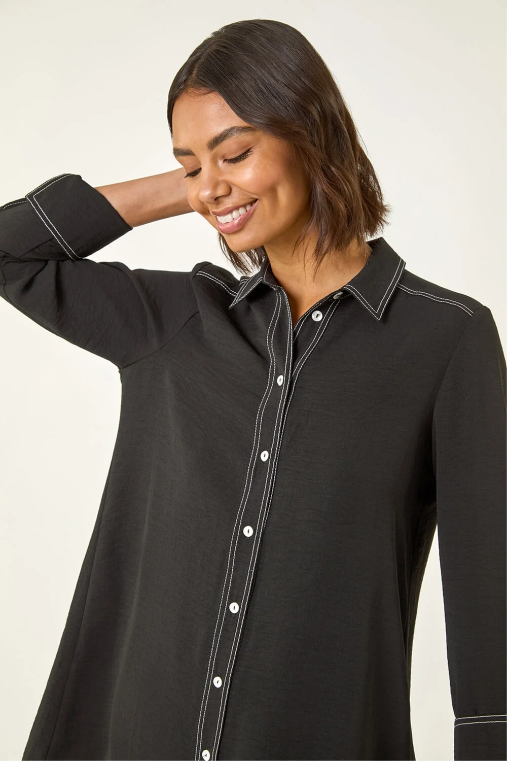 Roman Black Constrast Stitch Shirt - 22 Image 4