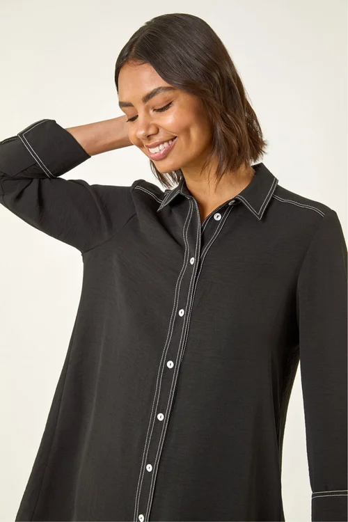 Roman Black Constrast Stitch Shirt - 22 Image 4