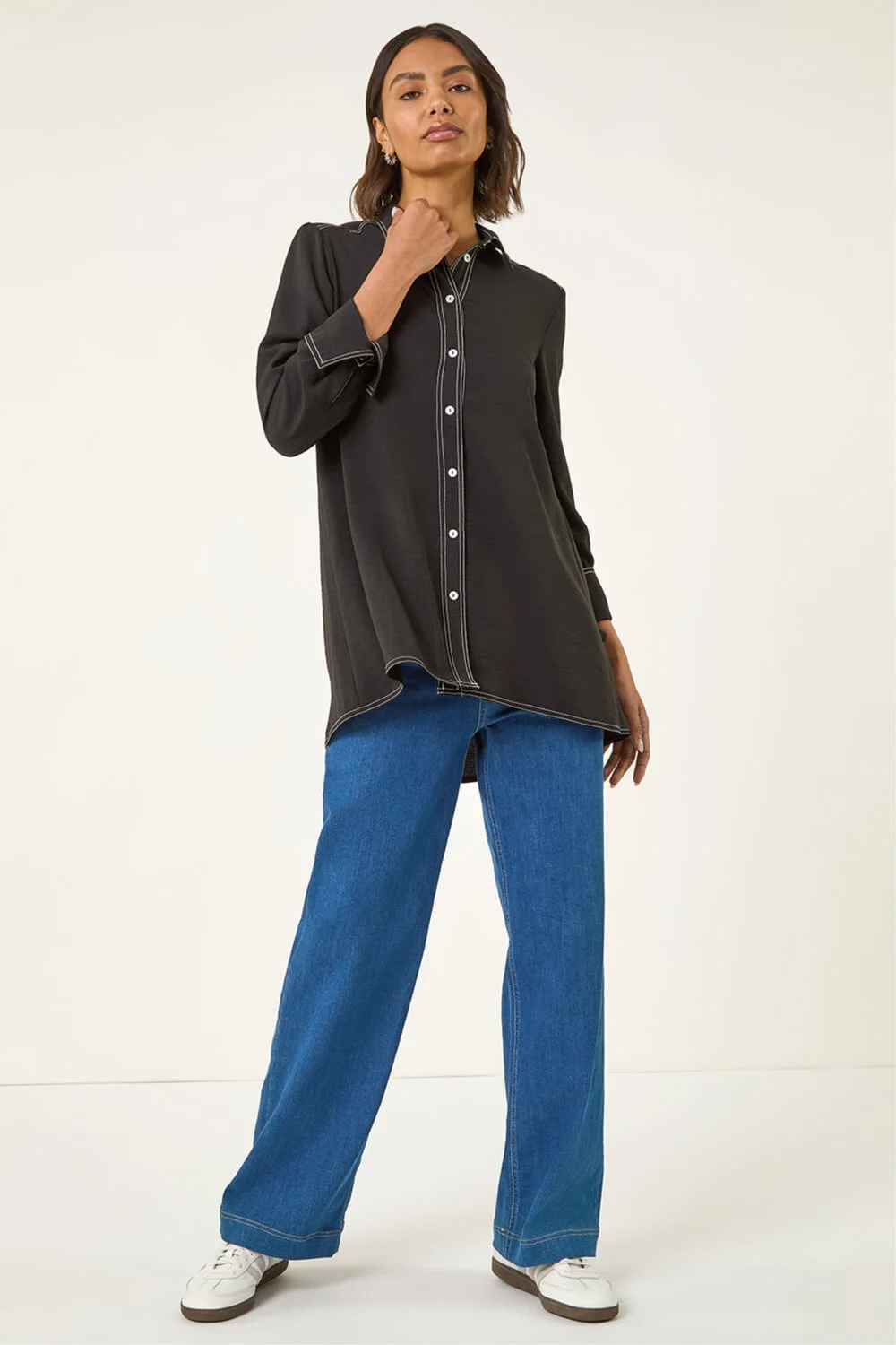Roman Black Constrast Stitch Shirt - 22 Image 2
