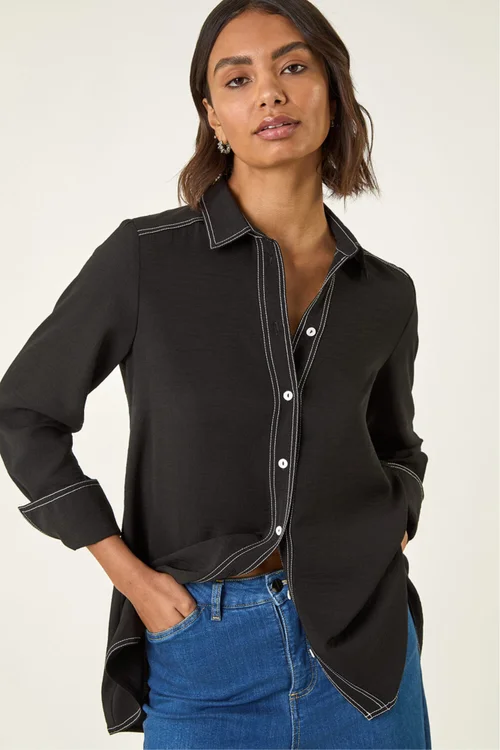 Roman Black Constrast Stitch Shirt - 22 Image 1