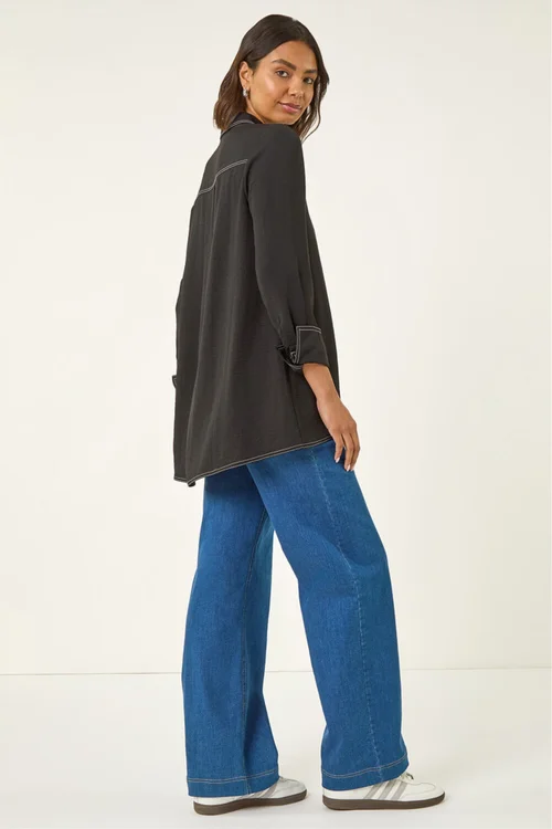 Roman Black Constrast Stitch Shirt - 22 Image 3