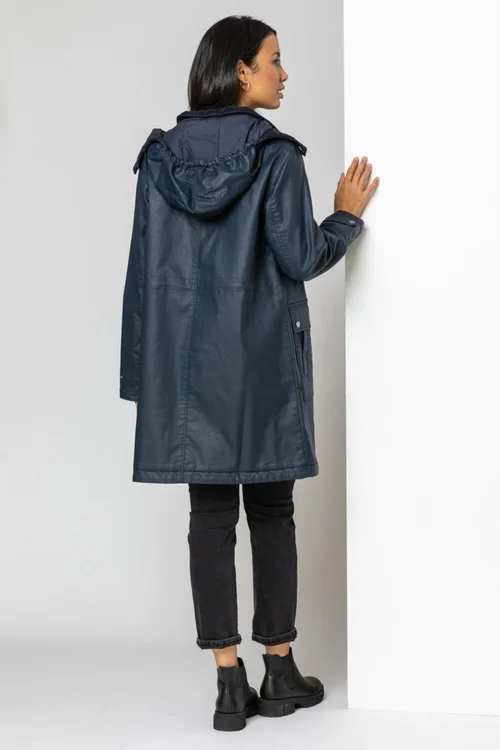 Roman Navy Waxed Longline Hooded Coat - 20 Image 3